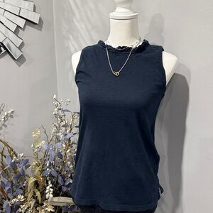 Anthropologie Black Ruffled Tank Top